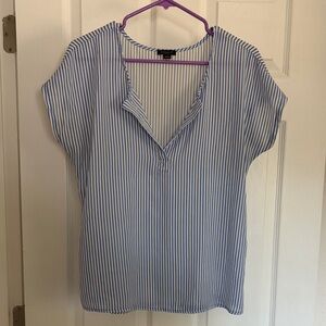 Ann Taylor Factory Blue and White Striped Blouse